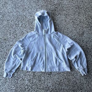 Lululemon Scuba Oversized Hoodie Womens XL/XXL Cropped Full Zip Light Blue Gym